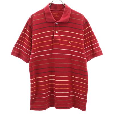 Border Pattern Short Sleeve Polo Shirt M Red Outdoors Men's Used