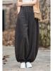 Damen Frühling Baumwolle-Leinen Locker Geschnitten Ramie Laternenhose