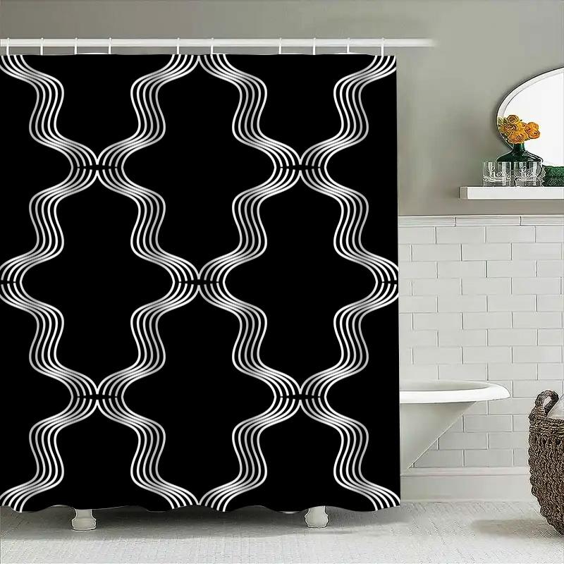 Modern Black White Shower Curtain With Unique Pattern Ideal For Bathroom Decor! (#1596802)