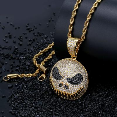 Jack Skellington Cartoon Anhänger Europäisch und Amerikanisch Trendig Hip Hop Mikro Inlay Zirkon Halskette Accessoires
