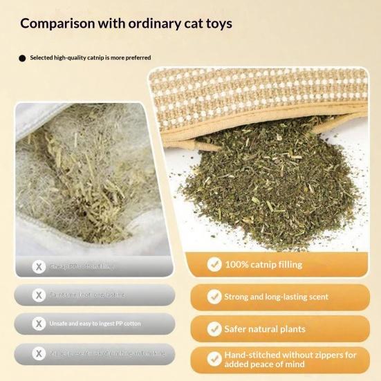 Yousheng Catnip Stuffer Chew Toy Indoor Cats Safe Jute Scratching And Kicker Toy Teeth Cleaning Catnip Pillow Boosting Playtime And Mood for Kittens