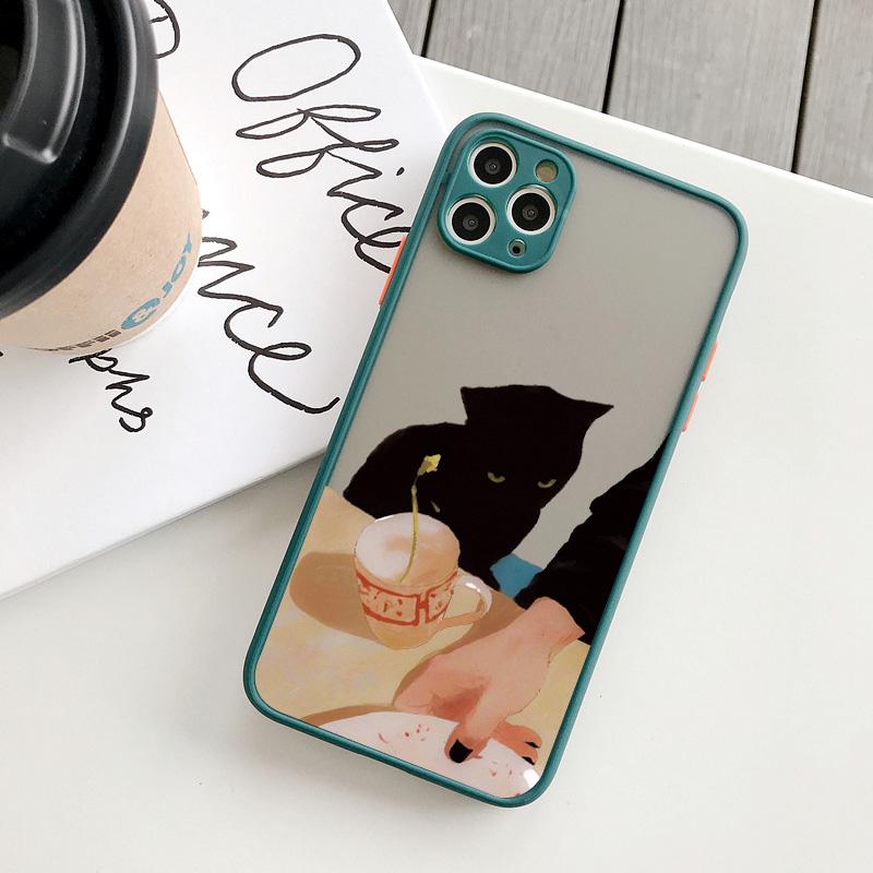 Cute Cartoon Black Cats Animal Soft Phone Case For iphone 7 8 Plus SE2 X XS MAX XR 15 14 11 12 13 Pro Max Shockproof back Cover