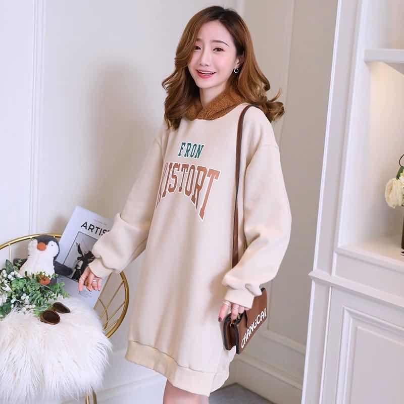 

Зимняя одежда для беременных, флисовый свитер, модная свободная женская одежда с толстым капюшоном