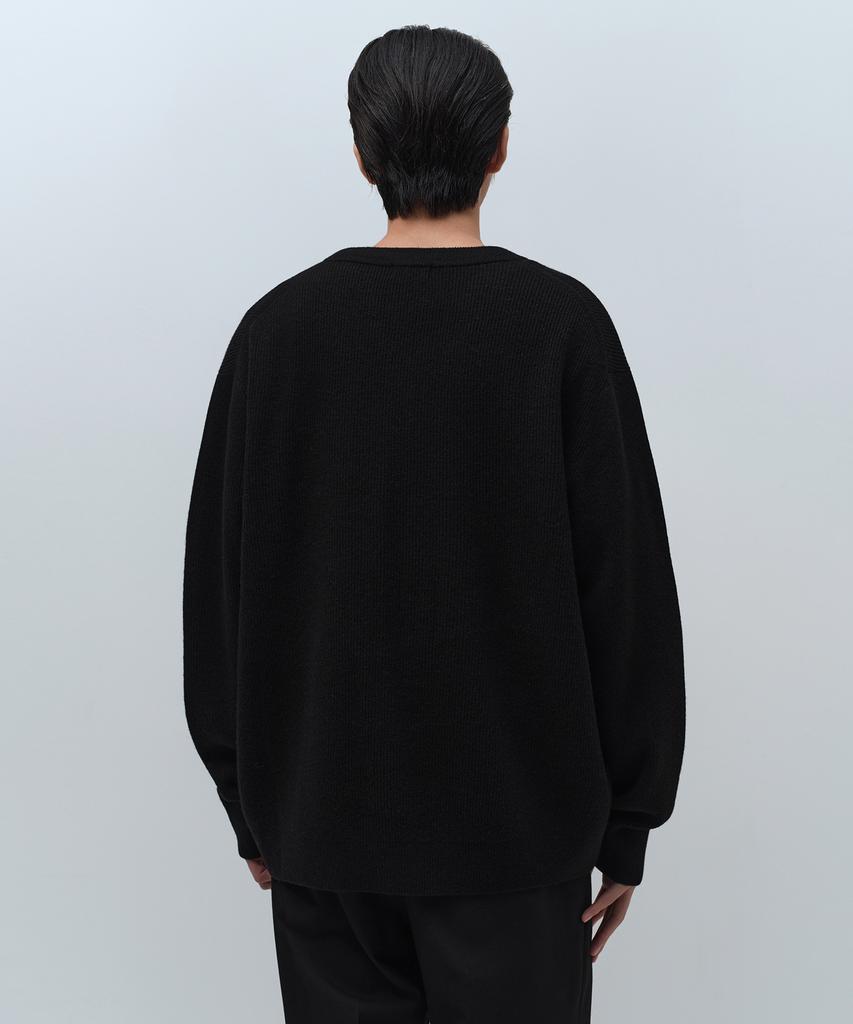 MUSINSA STANDARD [Victoria Wool] Minimal Ribbed V-Neck Knit [Black]