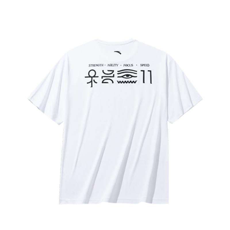 Anta Kyrie Basketball Series Printed Letter Round Neck Comfortable Breathable Loose Short Sleeve T-Shirt Unisex Tops Pure-White 172431121-1
