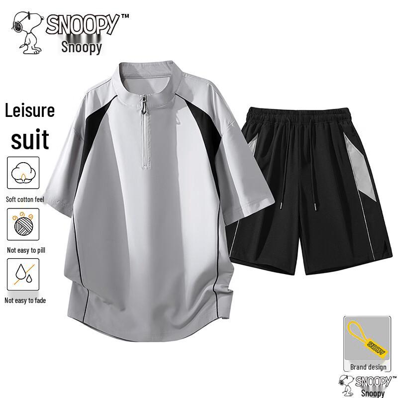 

SNOOPY Men s Summer Breathable Loose T-Shirt & Shorts Set XL