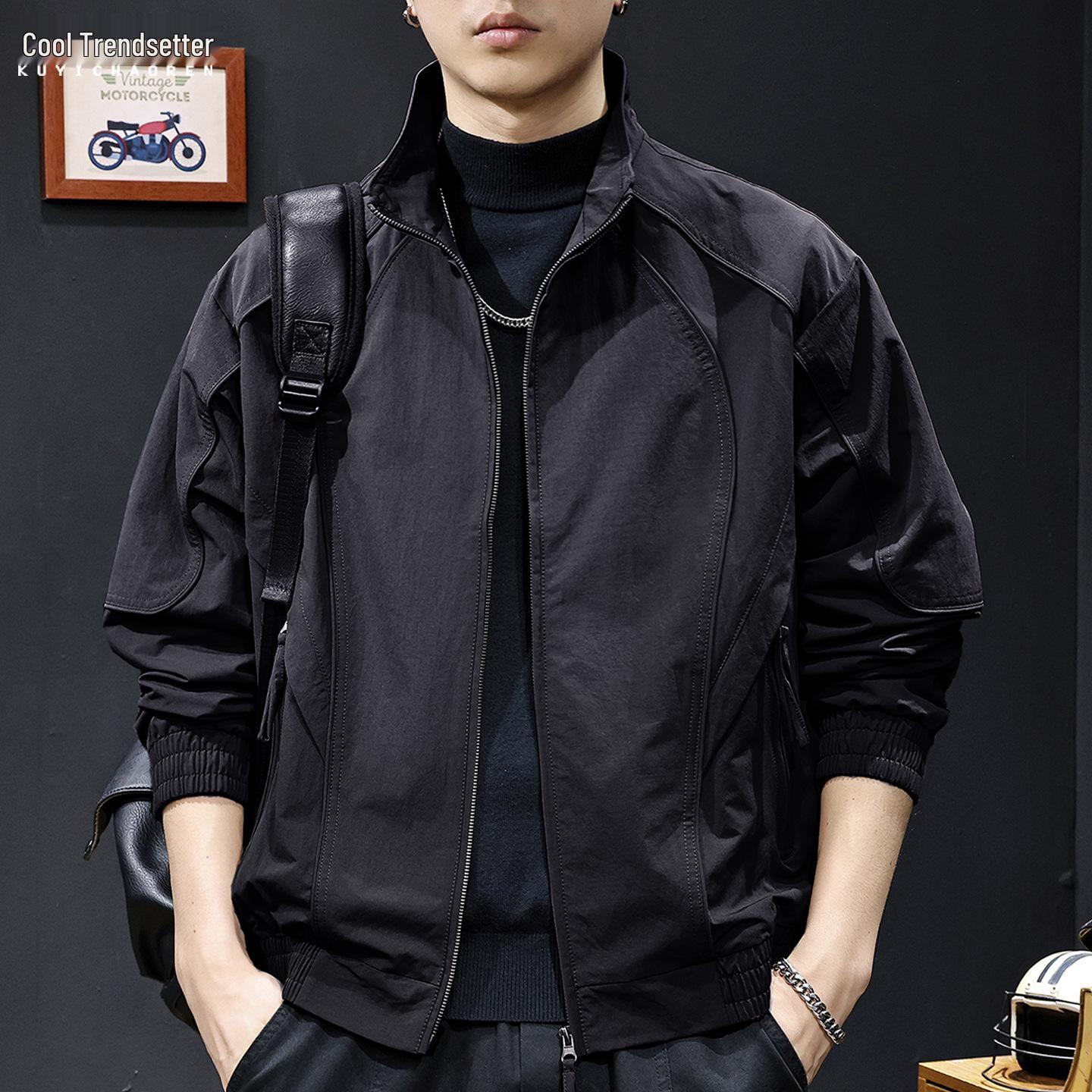 

Men s High-End Casual Jacket - Autumn 2026 Trendy Plus Size Thin Coat for Spring and Fall. 4XL for 200-220 Jin чорний