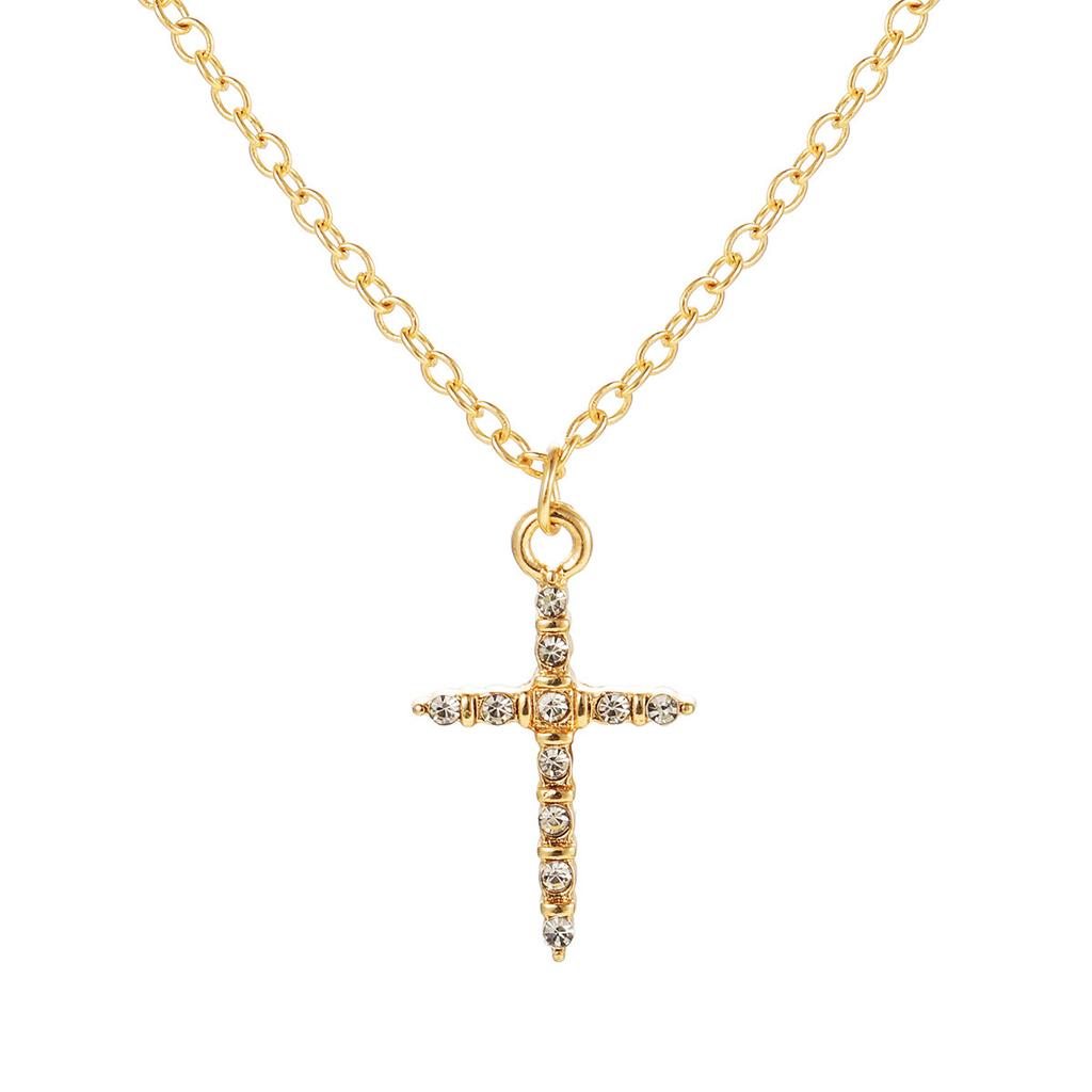New Vintage Cross Necklace for Women Cool Style Sweet Texture Zircon Clavicle Chain Charm Layered Gifts