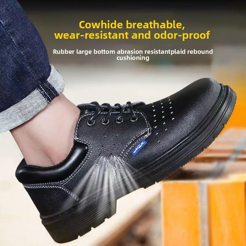 Men's Safety Shoes Steel Toe Anti Slip Working Shoes Faux Cowhide Waterproof Safety Footwear with Protection Anti Piercing