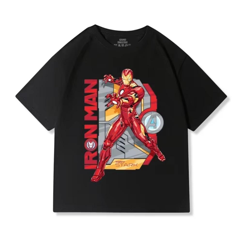Iron Man Boys Short-sleeved T-shirt Children 2025 Summer Cotton Top Cartoon Loose Casual Children's Clothing