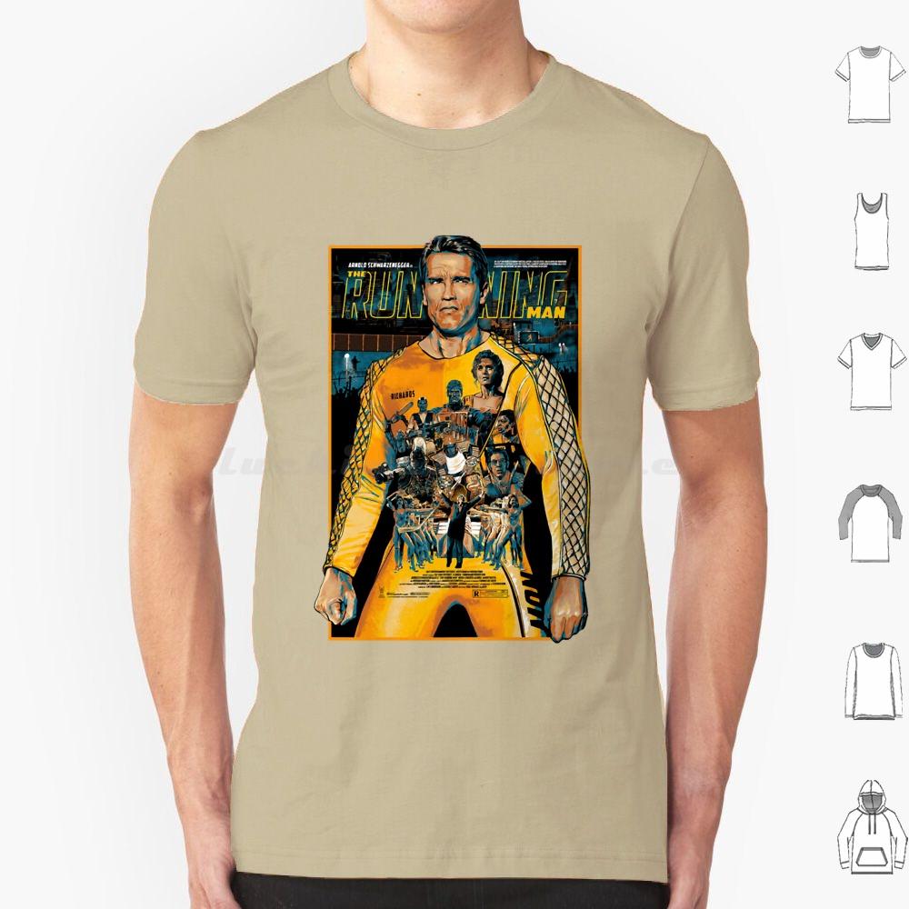 The Running Man Poster T Shirt Big Size 100 Cotton The Running Man Arnie Schwarzenegger Movie Action 80s Retro Geek Arnold