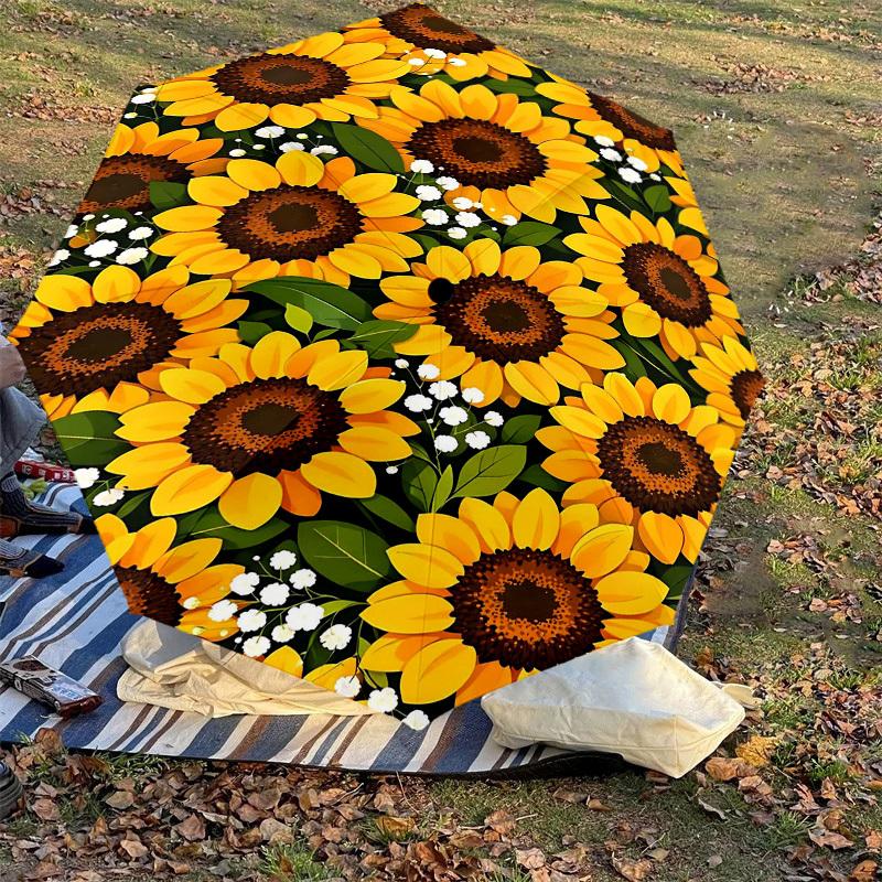 1PC Sunflower Umbrella-8-Rib Reinforced Portable Folding Travel Suitable for All Seasons Outdoor Daily Use -J0337
