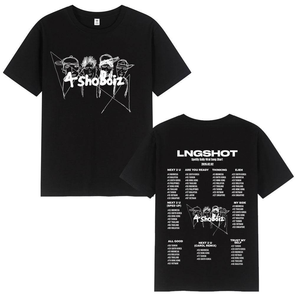 Korean Kpop Group Hip Hop Lngshot Tshirt Unisex Clothing Fashion Vintage Tees Short Sleeve Cotton Casual Y2K Tshirts Streetwear S