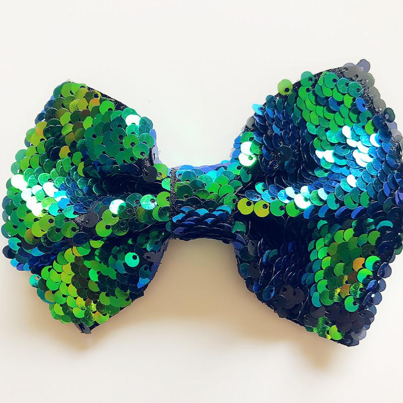 1 PC Big Bow Hair Clip For Girl Colorful Pink Green Sequin Bow Knot Hair Bow With Clip Alloy HairPin Barrettes Hair Accessories