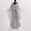 New Lady Knitted Real Rex Rabbit Fur Tassel Scarves Women Winter Warm Natural Rex Rabbit Fur Muffler Thick Knit Real Fur Scarf
