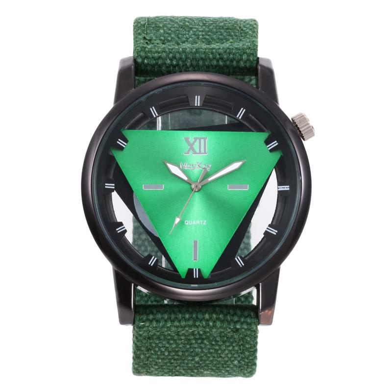Большой циферблат с полым перевернутым треугольником, модные спортивные мужские часы, нейлоновый ремень, повседневные кварцевые часы, военные часы