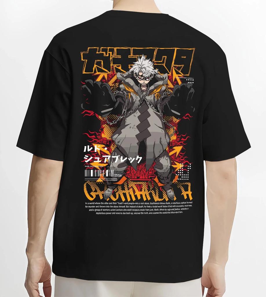 Men's T-shirt Gachiakuta Back Print Cotton Men Oversized Hip Hop Anime Short Sleeve Streetwear Male Clothing High Quality Short Sleeves