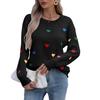 European and American autumn and winter sweater women's clothing, colored love jacquard crew neck pullover women's clothing