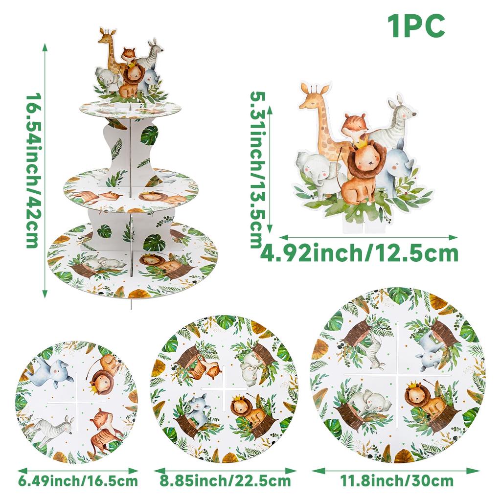 Cake Display Stand Jungle Mermaid Birthday Party Decorations Kids Dessert Holder Cake Tray Butterfly Baby Shower Cupcake Support