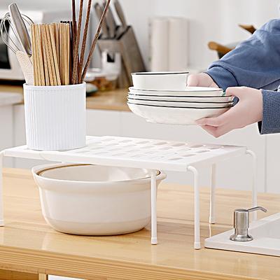 1 Stück Küchenregal Schrank Organizer Gestell Tisch Stapelbar Ausziehbares Gestell Zuhause Erweiterbar Platzsparend 2 Farben
