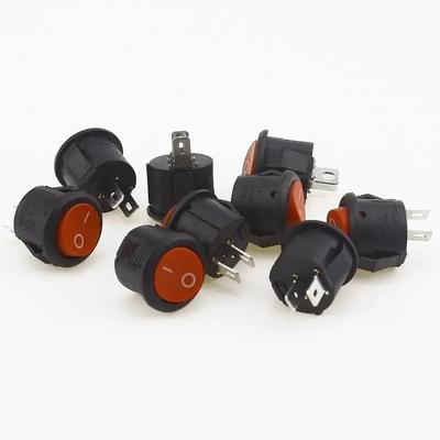 10pcs 16mm Diameter Small Round Boat Rocker Switches Black Mini White Red 2 Pin ON-OFF Switch