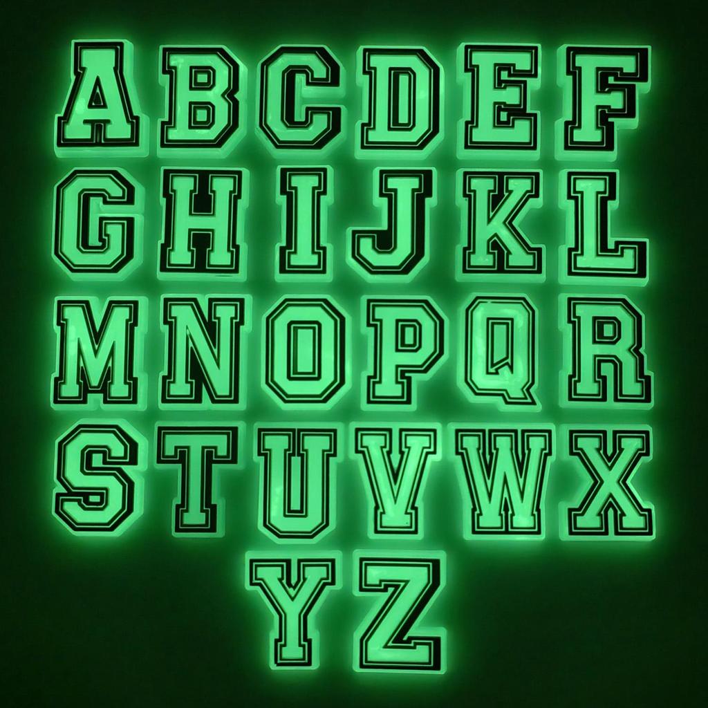Fluorescent PVC Soft Rubber Clog Shoe Decorations - Letters & Numbers - DIY Accessories