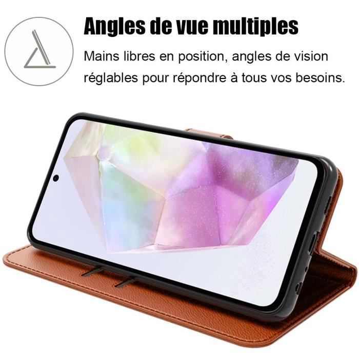 Coque de protection - Samsung - Galaxy A35 5G - Antichoc - Cuir PU - Support multi-positions