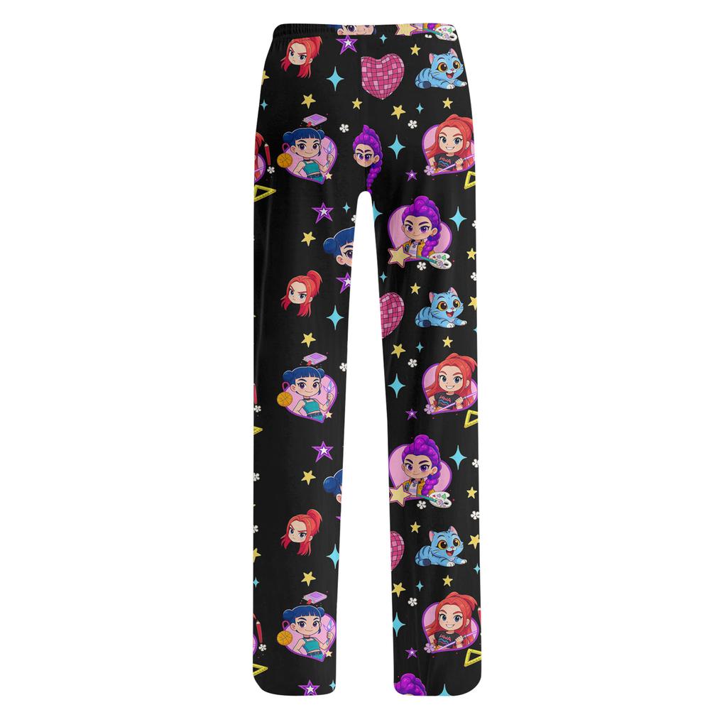 Womens Pajama Pants Sleepwear Casual Drawstring Elastic Waist Pants Comfy Straight Yoga Loose Trousers