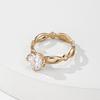 Korea Neue Mode Großhandel Einfach Exquisit Echt 14K Gold Plated Blume Zirkon Ring Elegant Damen Hochzeitsgeschenk