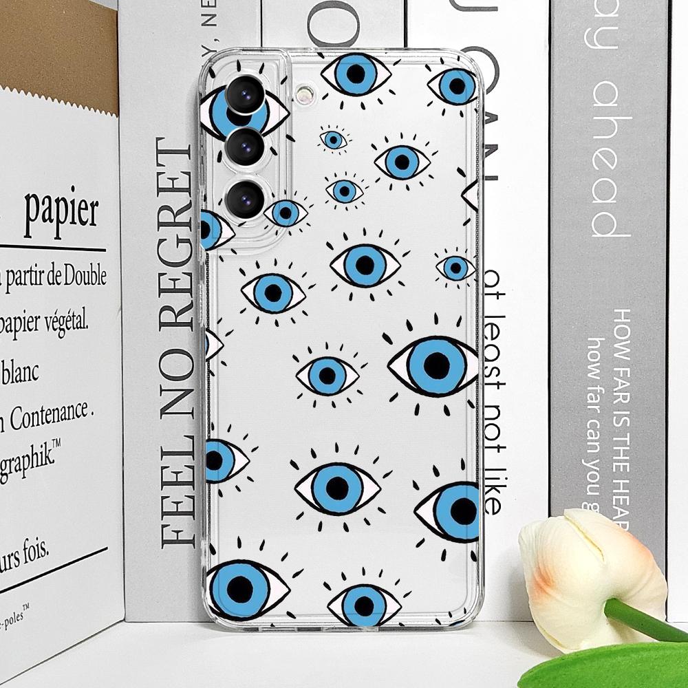 Lucky Eye Blue Evil Eye Print Phone Case for Samsung Galaxy A14 A16 A55 A54 A36 A53 A13 A15 A25 A52 5G Clear Soft Covers Fundas