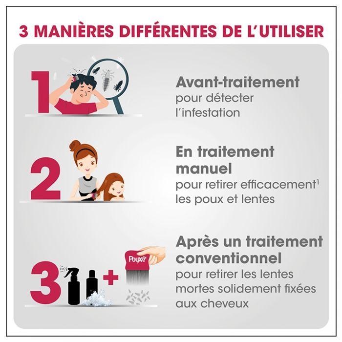 Anti-Lice Comb - Pouxit - Pouxit - Stainless Steel Teeth - Diamond Shape - Versatile Use