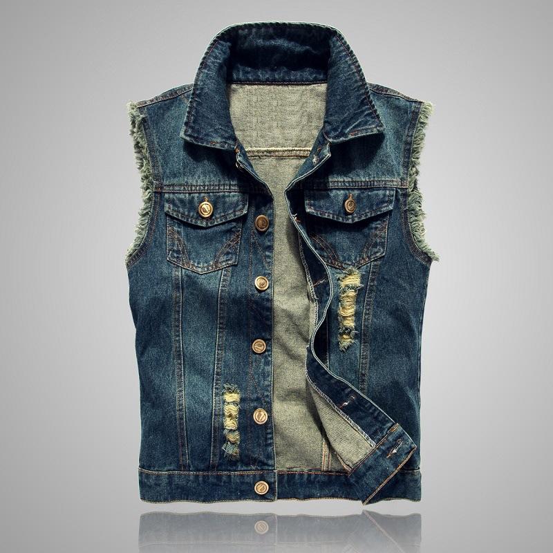 Ubuy Denim Jacket Waistcoat Jean Vest Men Mens Casual Denim Vest