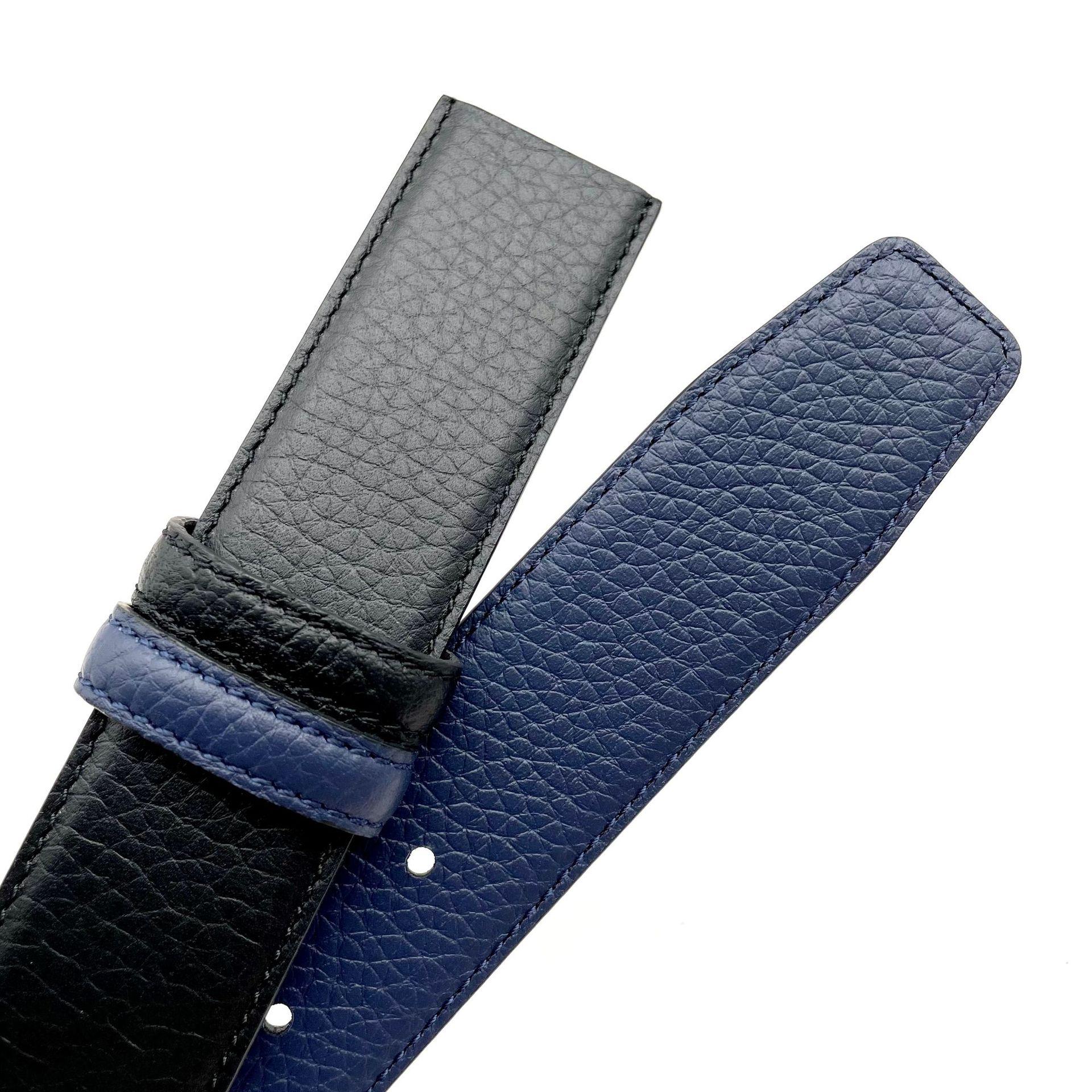 

Top Layer Cowhide Belt, Men s Genuine Leather Headless Belt, Men s Belt, Smooth Buckle Strip on Both Sides, Fashionable Perforated 95cm-125cm