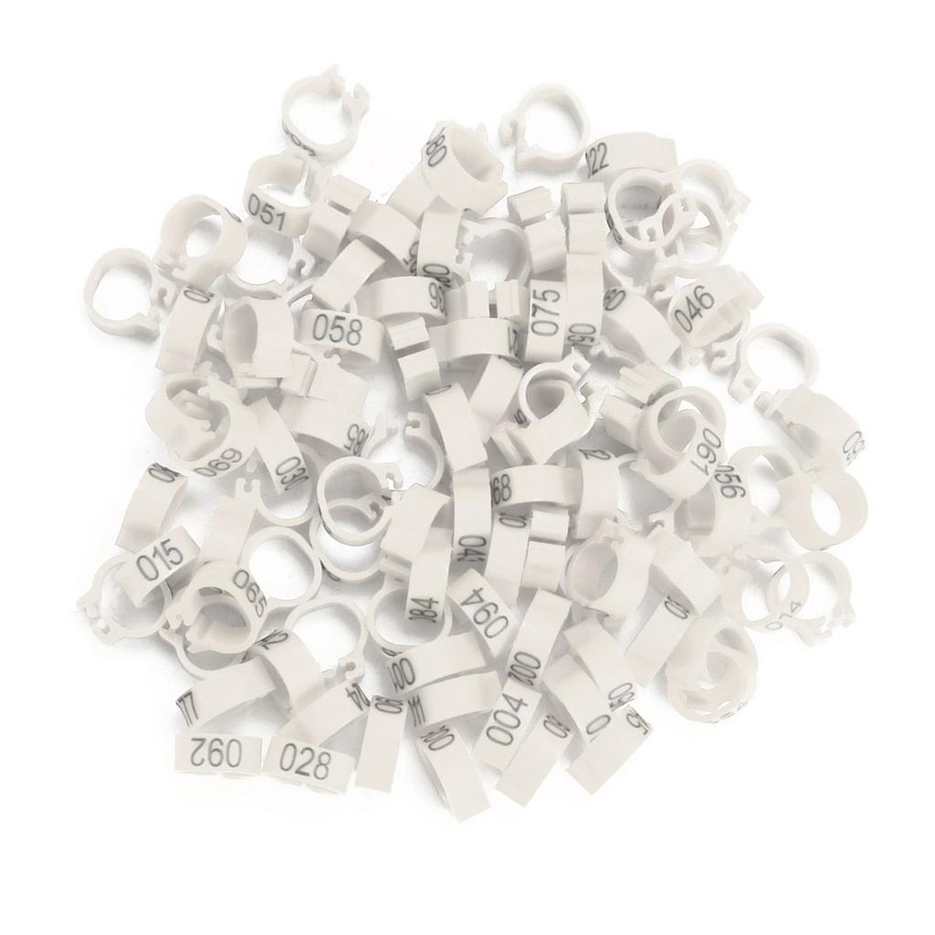 100PCS Bag 8MM 001 100 Numbered Plastic Letter Pigeon Bird Leg Bands Rings