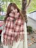 Plaid Korean-Style Women's Winter Scarf - Warm Imitation Cashmere Snood