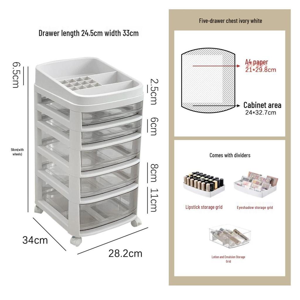 Akrylowa szafka do przechowywania makijażu z szufladami i ruchomymi półkami