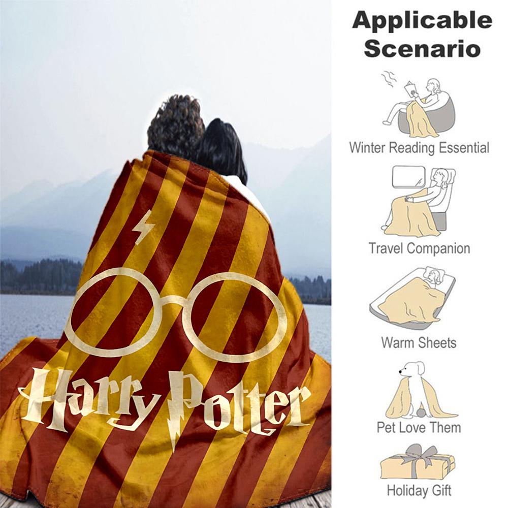 1pc Harry Potter glasses lightning bolt Outdoor Flannel Throw Blanket All Season Soft Warmth,Home Decor 1031104