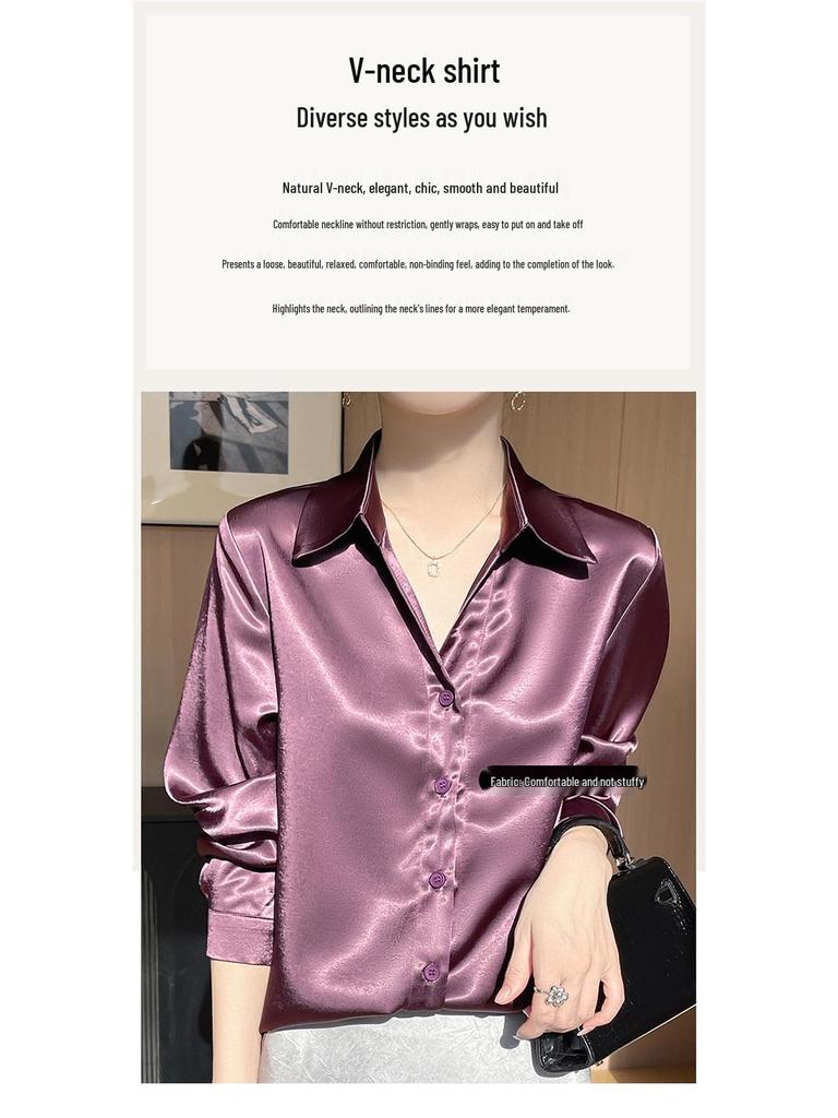 Damen Weiße Satin-Texturierte Bluse mit POLO-Kragen - Vielseitiges und Professionelles Oberteil