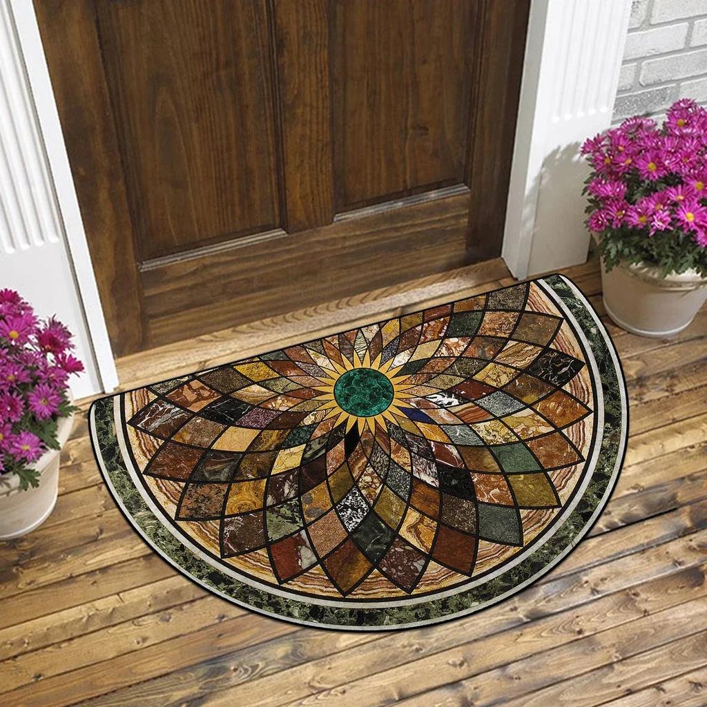 Entrance Carpet Home Door Entry Mat Outdoor Garden Decorative Carpets Luxury Welcome DoorMats Semi-circular Rug Tapete De Entra