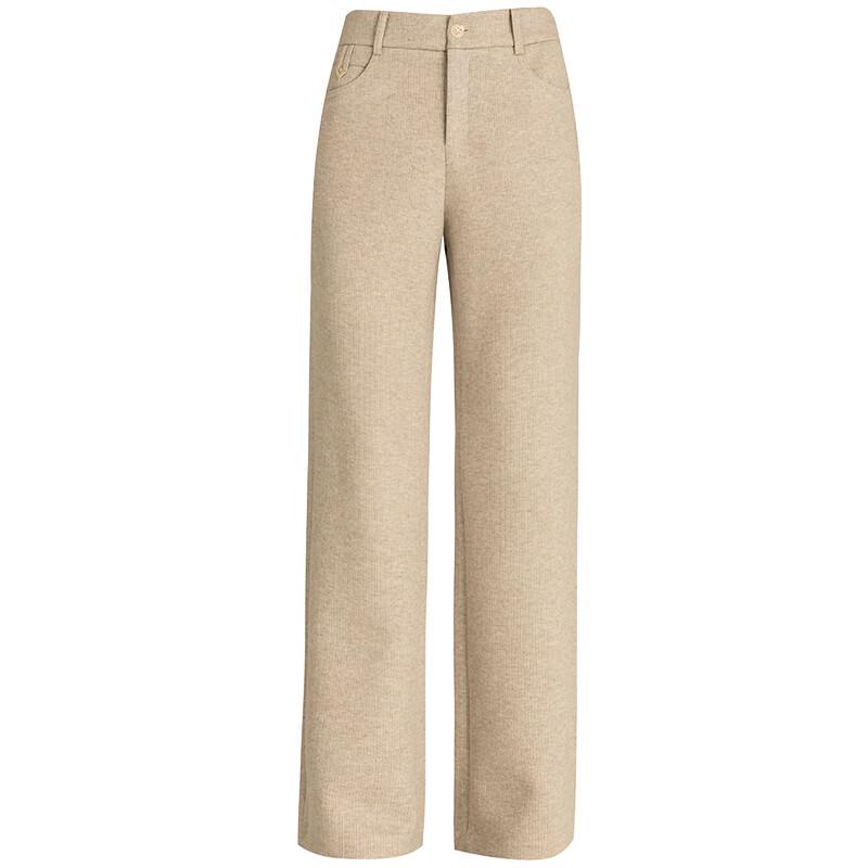 MengShuYa Women's Slim-Fit Wool Blend Straight-Leg Casual Pants