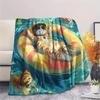 Cats with Swim Rings  Print Flannel Blanket, High quality Comfortable for All Seasons, Home Decor, Warmth and Comfort