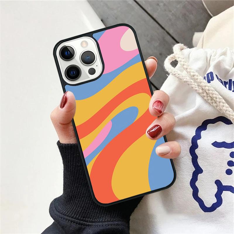 Rainbow 70s Groovy landscape Phone Case For iPhone 17 Air 15 16 Cover 11 13 14 Pro Max 12 Plus Max Fundas