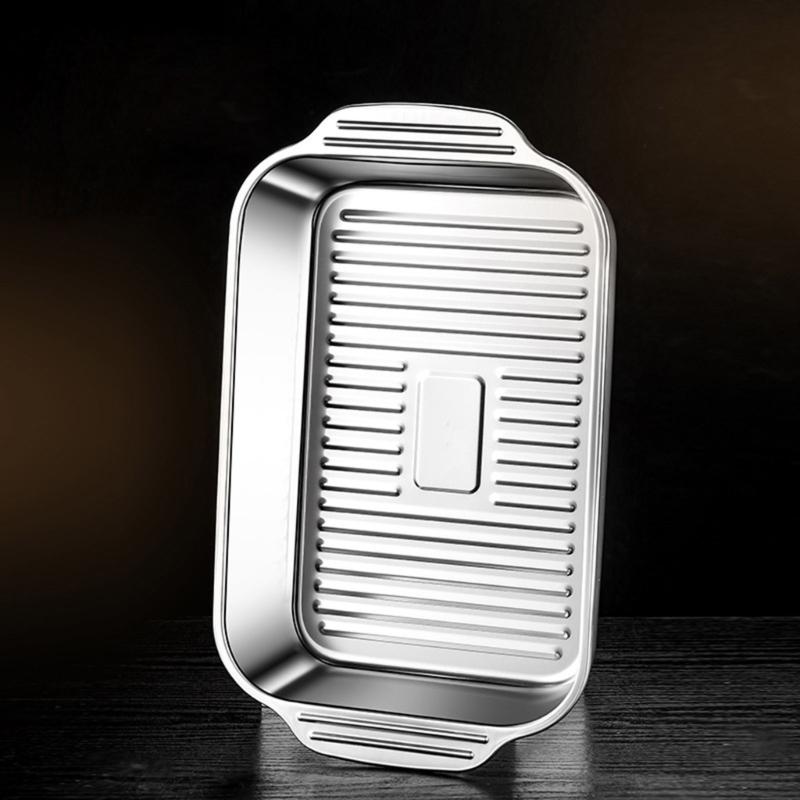 Multifunctional Stainless Steel Serving Tray Square Silver Food Platter Rusts Resistant Dishwasher Safe Dinner Tray