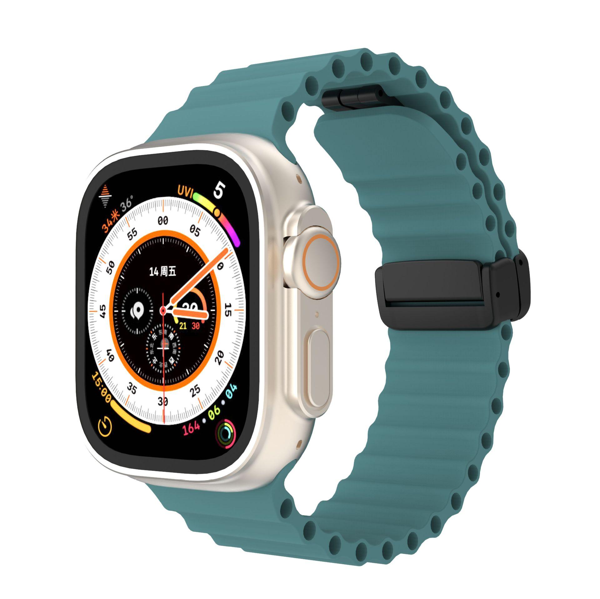 

Magnetic Silicone Straps for Apple Watch Ultra 2 Band 49mm 45mm 44mm 40mm 46mm Ocean Bracelet correa iWatch Series 9 8 7 6 SE 10 S10-42mm 38 40 41mm