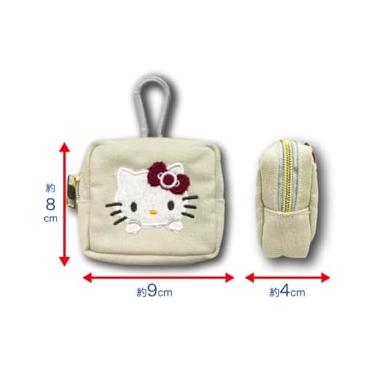Hatakeyama Shoji Sanrio Mini Pouch with Carabiner, 3D Appliqué Embroidery, Character Accessory Case,