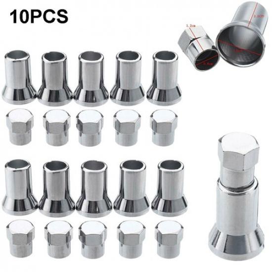 

10 Sets Chrome Valve Stem Caps Covers Sleeve Chromies Car/Truck/Bicycle TR413