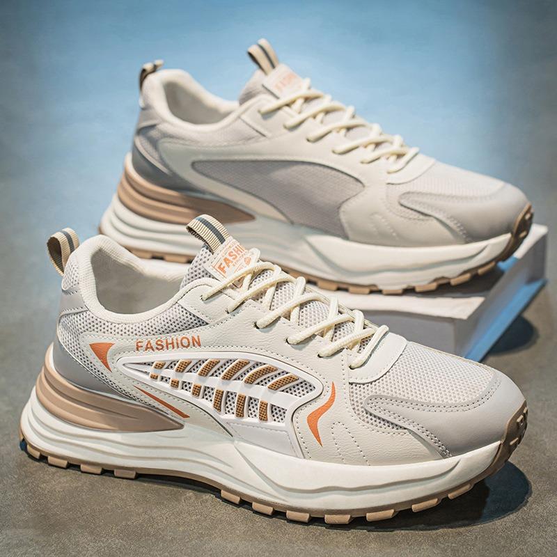 Men Breathable Mesh Thick Sole Casual Sports Jogging Dad Sneakers 39 бежевый