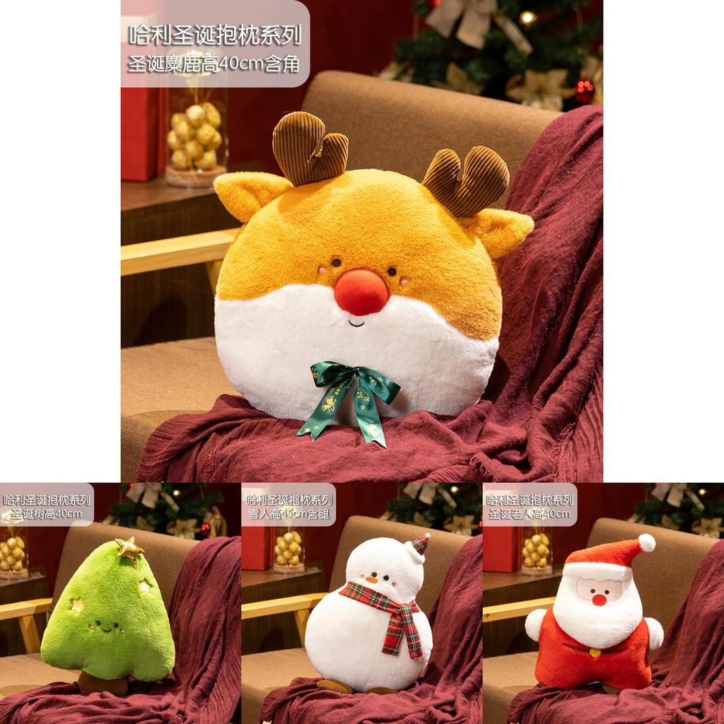 Christmas Santa Plush Cushion With Cartoon Design For Holiday Decor