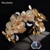 NS410 Retro Korean Metal Flower Multi-Layer Headband with Three-Dimensional Hollow Gold Design