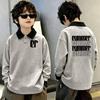 Korean Style Boys' Color Block Polo Shirt - Spring/Autumn Long Sleeve, Casual Lapel T-shirt for Middle and Big Kids